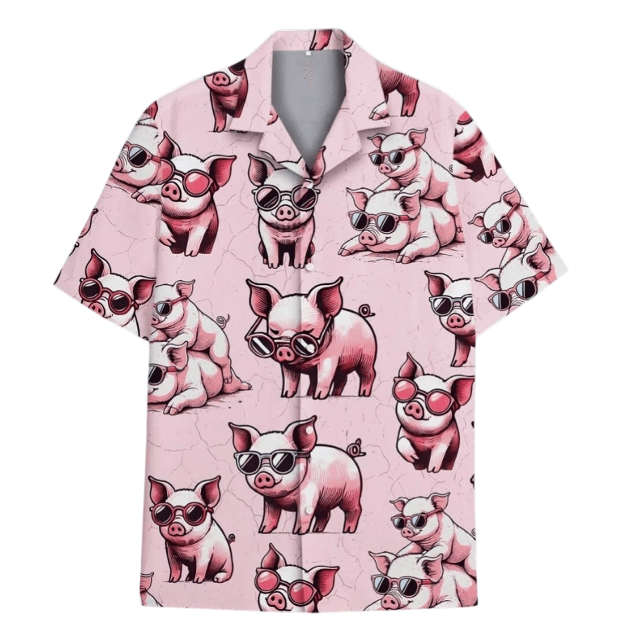 Cute Pink Pig Hawaiian Shirt  Aloha Button Down Summer Beach Outfit for Pig Lovers That Gets Compliments