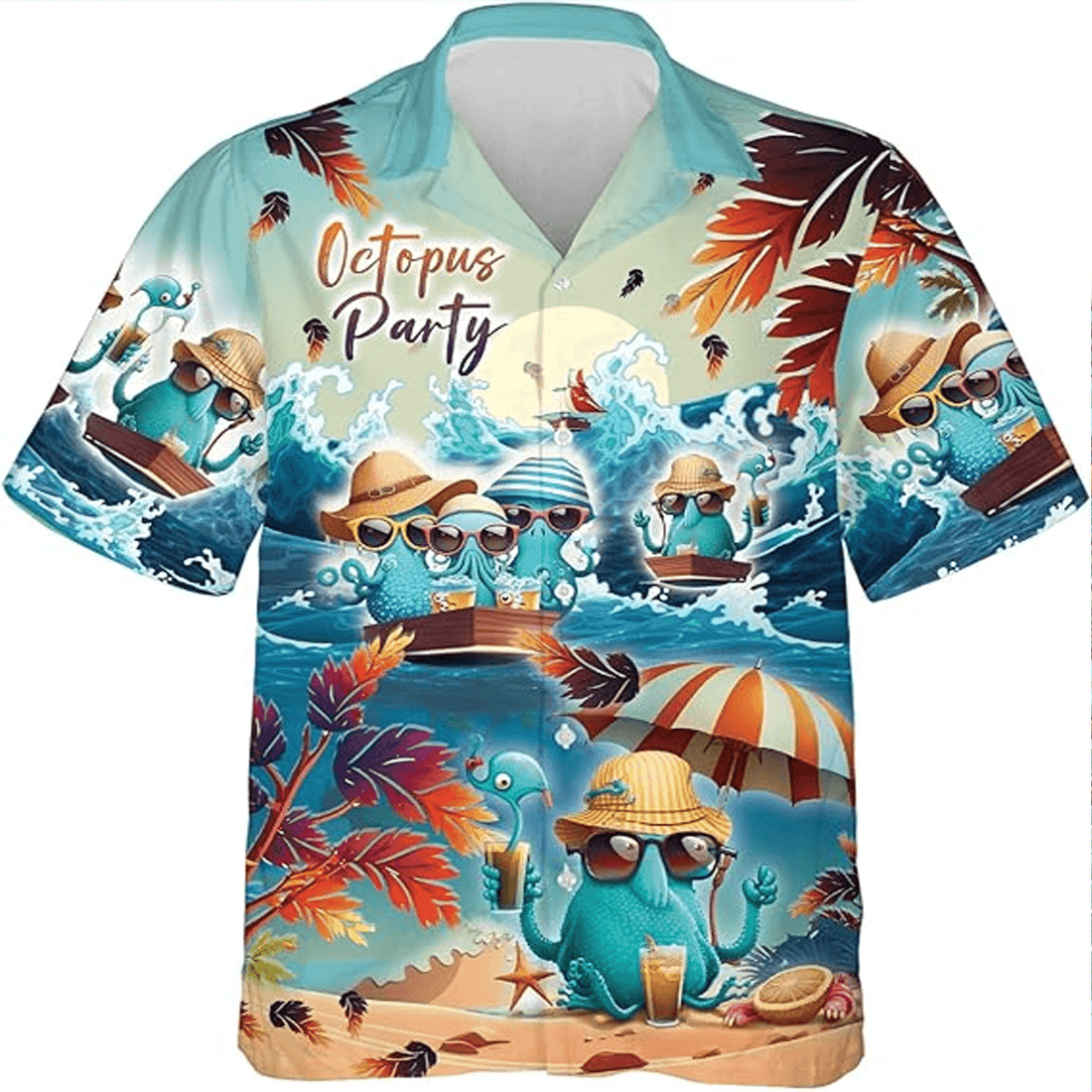 Cool Octopus Hawaiian Shirt  Tropical Aloha Button Down Summer Beach Party Outfit That Stands Out