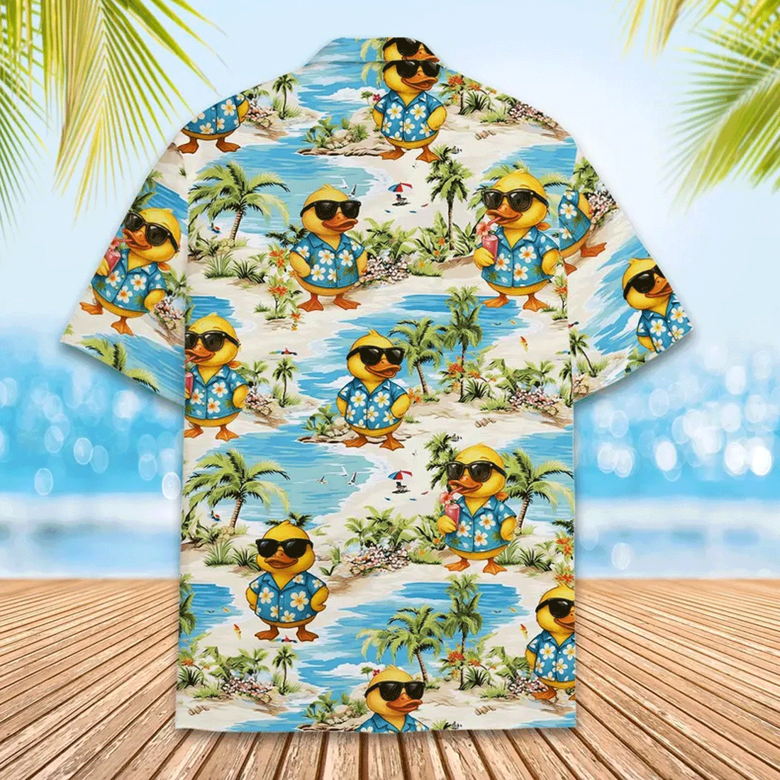 Funny Rubber Duck Hawaiian Shirt  Tropical Aloha Button Down Summer Beach Party Outfit That Gets Compliments
