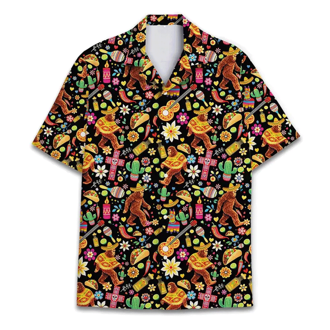 Funny Bigfoot Taco Hawaiian Shirt  Cinco De Mayo Fiesta Aloha Button Down Summer Party Outfit That Gets Laughs