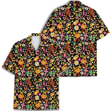 Funny Bigfoot Taco Hawaiian Shirt  Cinco De Mayo Fiesta Aloha Button Down Summer Party Outfit That Gets Laughs