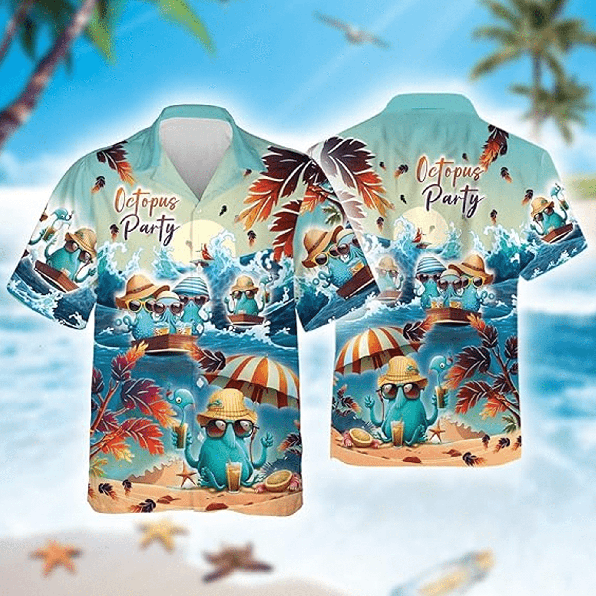 Cool Octopus Hawaiian Shirt  Tropical Aloha Button Down Summer Beach Party Outfit That Stands Out