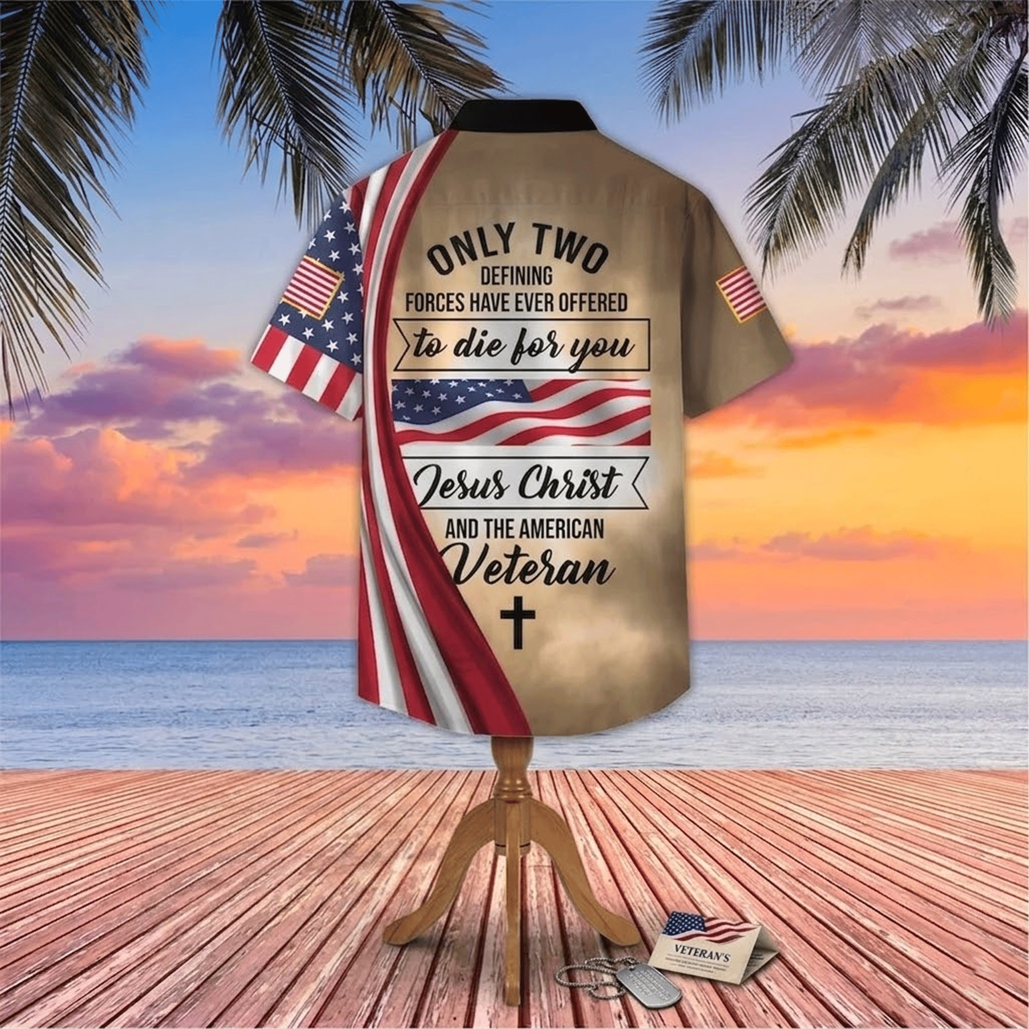 Jesus Veteran Hawaiian Shirt  Patriotic Aloha Button Down Faith Based Summer Outfit That Stands Out
