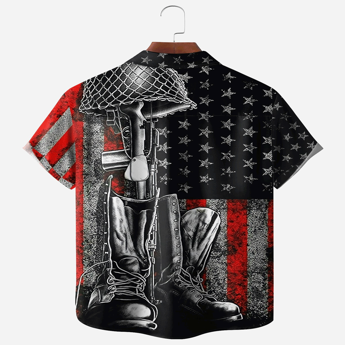 Veterans Memorial Day Hawaiian Shirt  Patriotic Aloha Button Down Casual Outfit That Honors Service