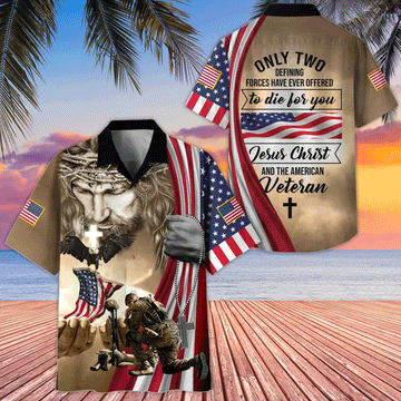 Jesus Veteran Hawaiian Shirt  Patriotic Aloha Button Down Faith Based Summer Outfit That Stands Out