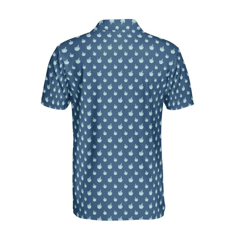 Funny Middle Finger Golf Polo Shirt for Men, Doodle Style Novelty Golf Shirt, Cool Golfer Gift for Dad, Husband
