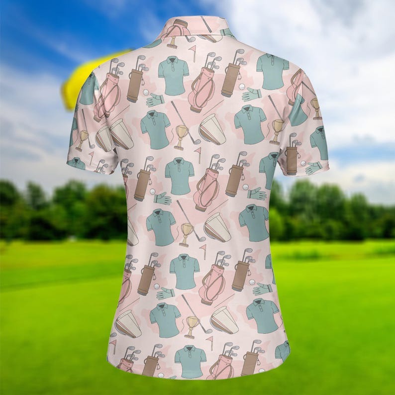 Women's Pink Golf Polo Shirt, Slim Fit Pique Knit Performance Golf Top
