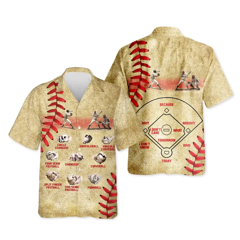 Baseball Pitching Grip Guide Hawaiian Shirt, Baseball Laces Aloha Shirt, Funny Pitcher Gift, Diamond Pattern Summer Button Up