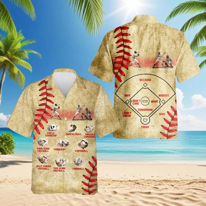 Baseball Pitching Grip Guide Hawaiian Shirt, Baseball Laces Aloha Shirt, Funny Pitcher Gift, Diamond Pattern Summer Button Up