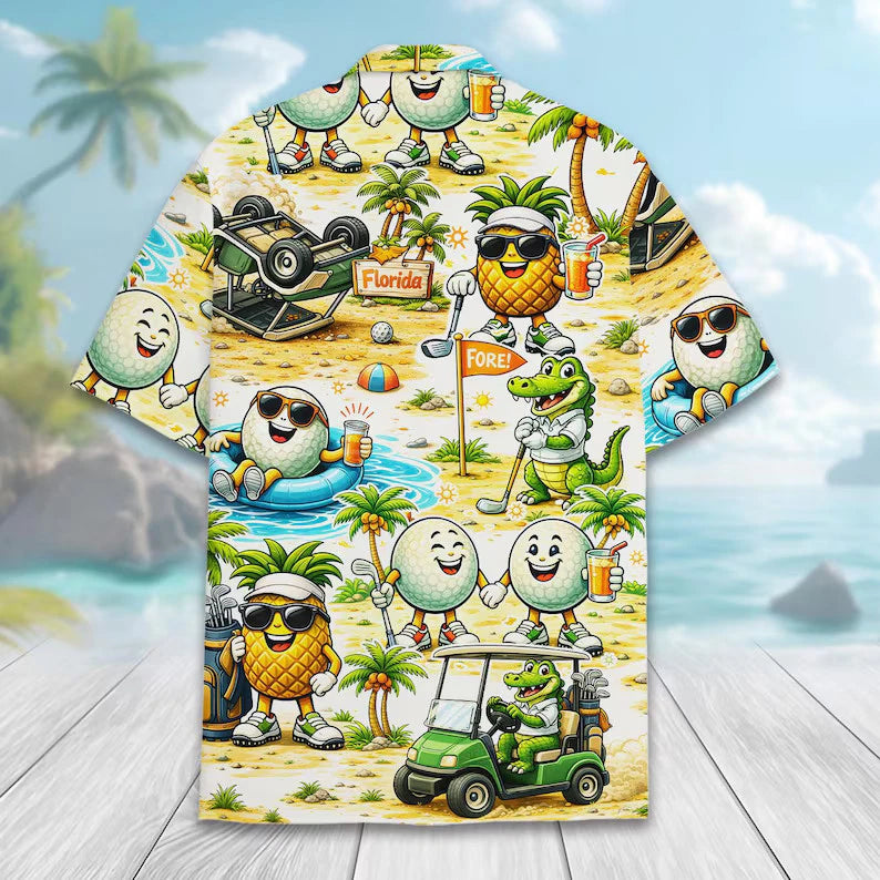 Florida Golf Hawaiian Shirt for Men Women, Aloha Beach Vacation Shirt, Summer Tropical Golf Shirt Gift